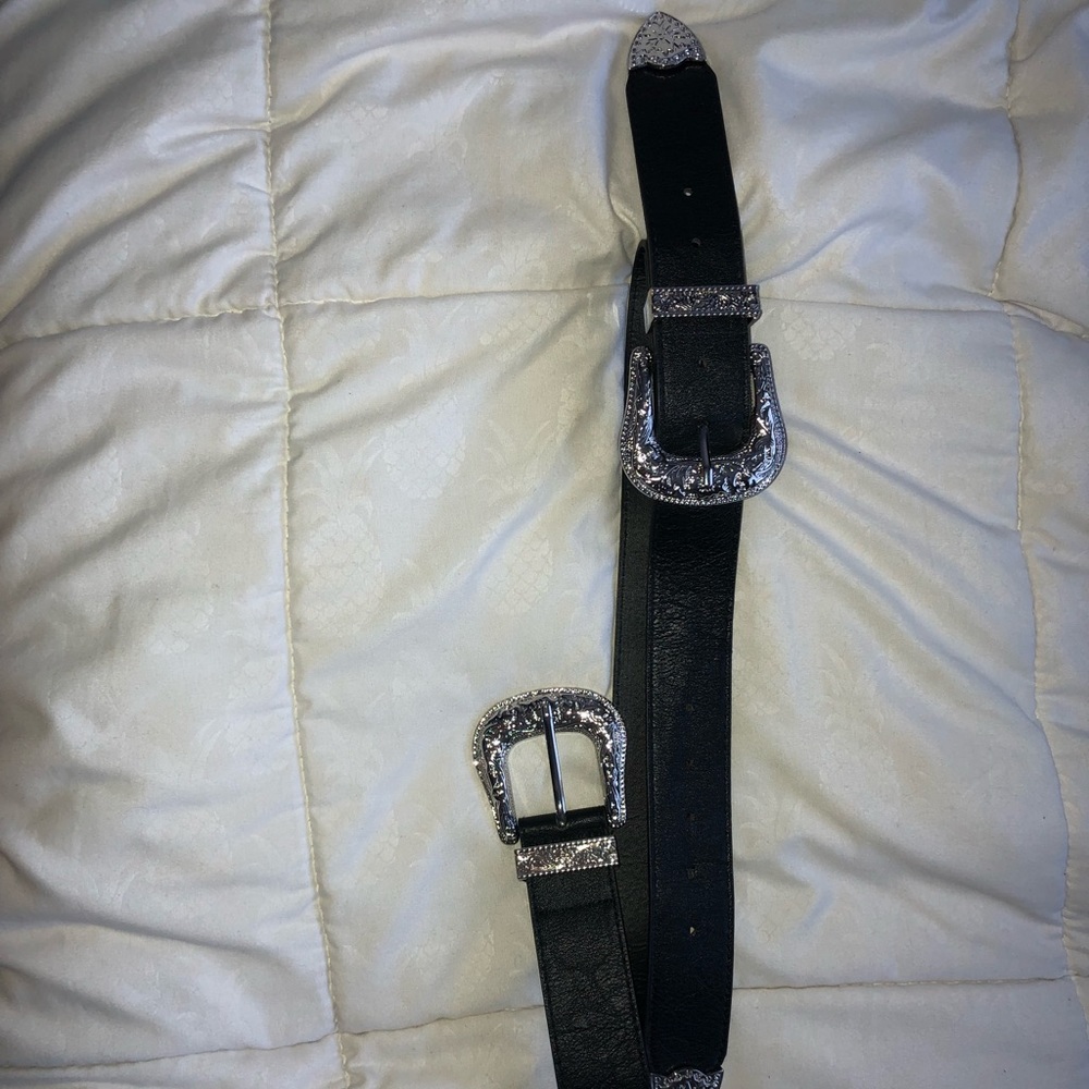 Black belt with silver buckles